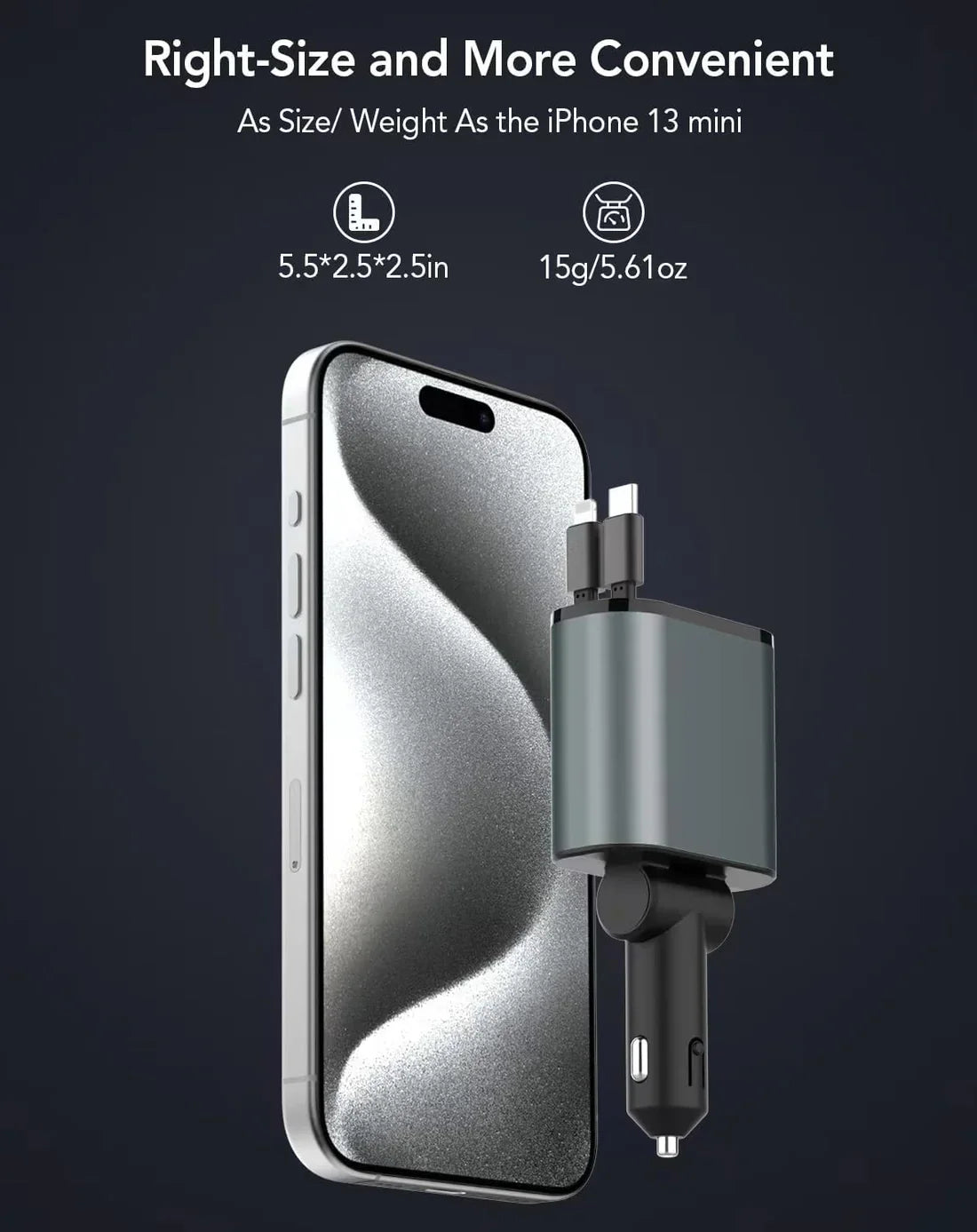 Retractable Car Charger Fast Charging, 4 in 1 Car Fast Charger