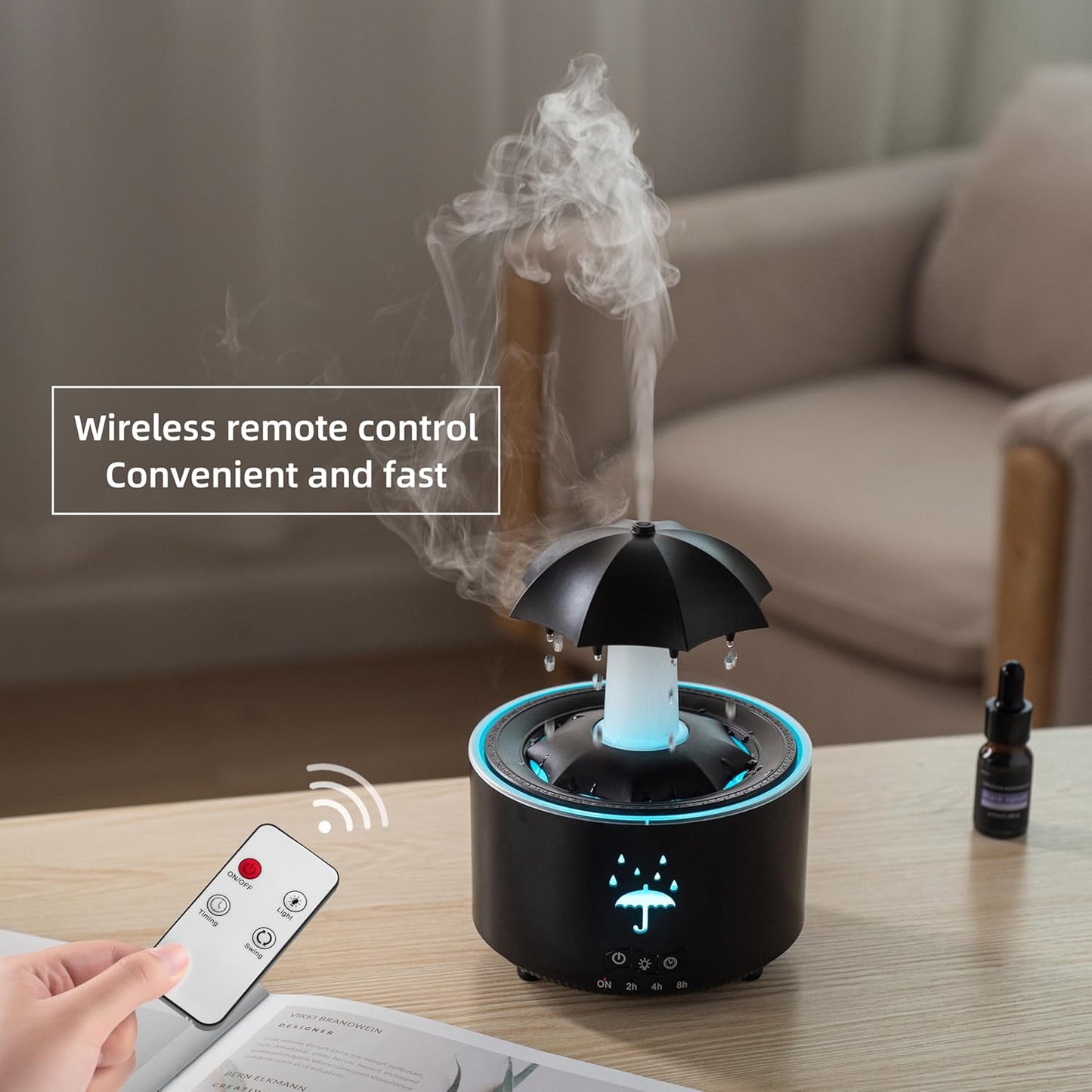 Rotating Umbrella Diffuser with Water Droplets